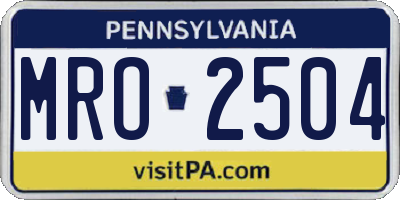 PA license plate MRO2504