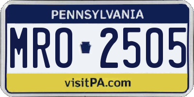 PA license plate MRO2505