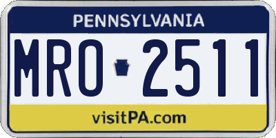 PA license plate MRO2511
