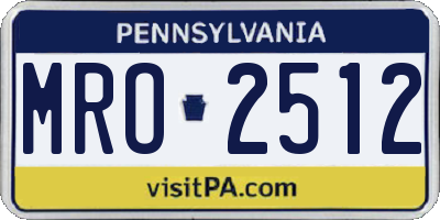 PA license plate MRO2512