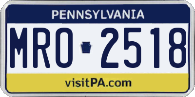 PA license plate MRO2518