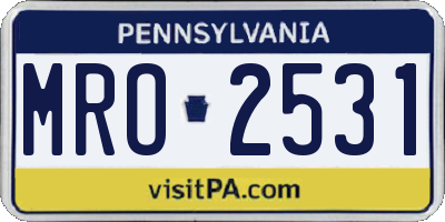 PA license plate MRO2531