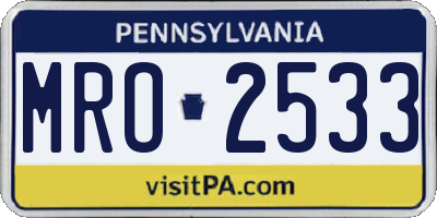 PA license plate MRO2533