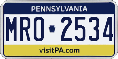 PA license plate MRO2534