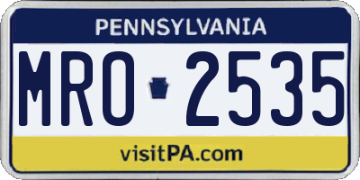 PA license plate MRO2535