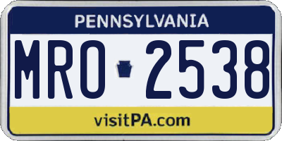 PA license plate MRO2538