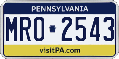 PA license plate MRO2543
