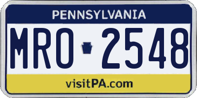 PA license plate MRO2548