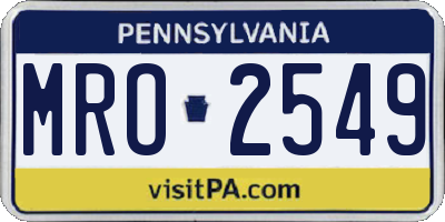 PA license plate MRO2549
