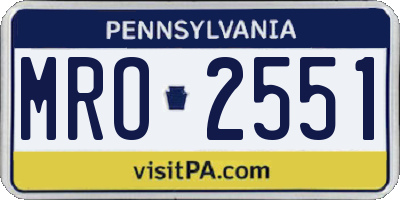 PA license plate MRO2551