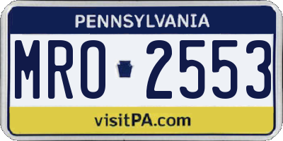 PA license plate MRO2553