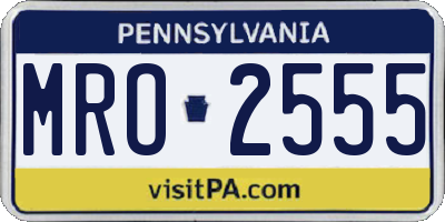 PA license plate MRO2555