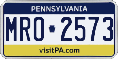 PA license plate MRO2573