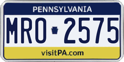 PA license plate MRO2575