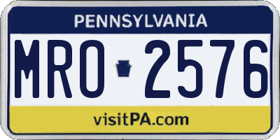 PA license plate MRO2576