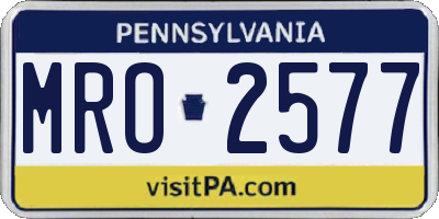PA license plate MRO2577