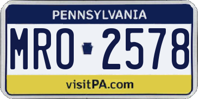 PA license plate MRO2578