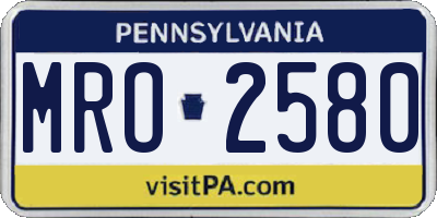PA license plate MRO2580