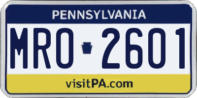 PA license plate MRO2601
