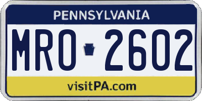 PA license plate MRO2602