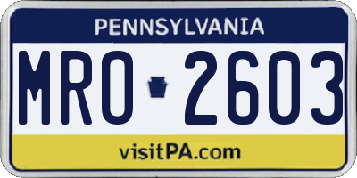 PA license plate MRO2603