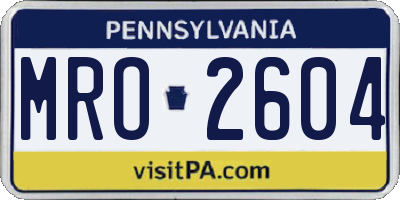 PA license plate MRO2604