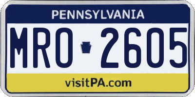 PA license plate MRO2605