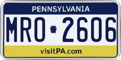 PA license plate MRO2606