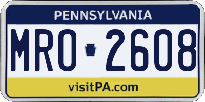 PA license plate MRO2608