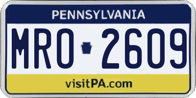 PA license plate MRO2609