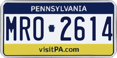 PA license plate MRO2614