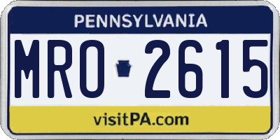 PA license plate MRO2615