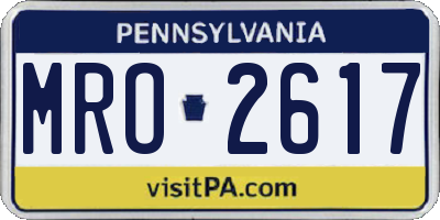 PA license plate MRO2617