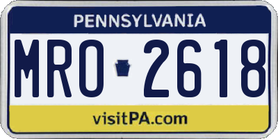 PA license plate MRO2618