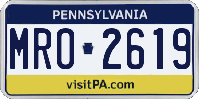 PA license plate MRO2619