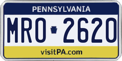 PA license plate MRO2620