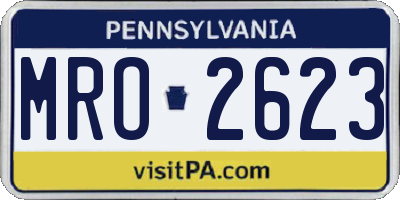PA license plate MRO2623