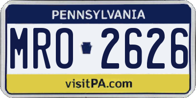 PA license plate MRO2626
