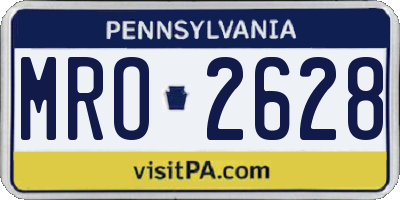PA license plate MRO2628