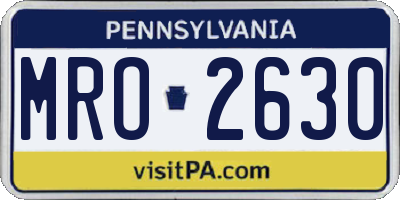 PA license plate MRO2630