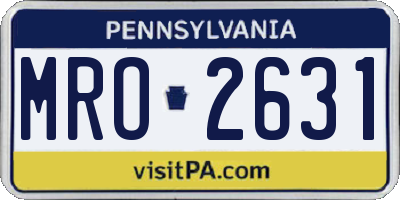 PA license plate MRO2631