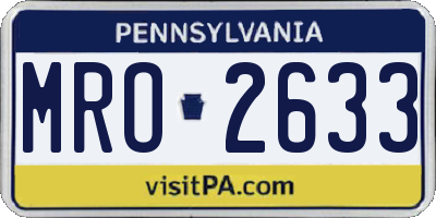 PA license plate MRO2633