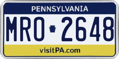 PA license plate MRO2648
