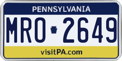 PA license plate MRO2649