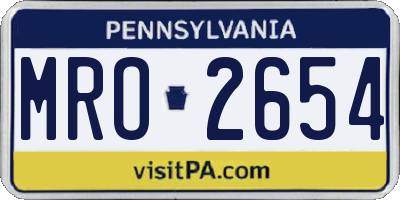 PA license plate MRO2654