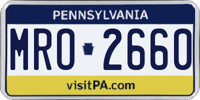 PA license plate MRO2660