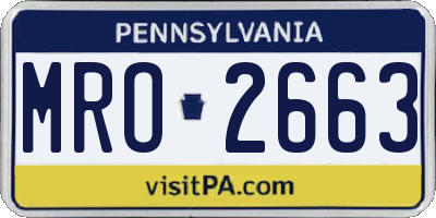 PA license plate MRO2663