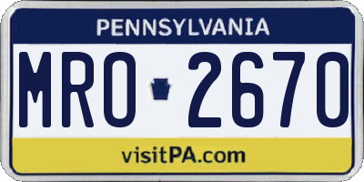 PA license plate MRO2670