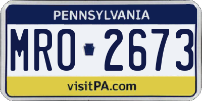 PA license plate MRO2673