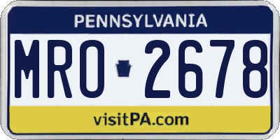 PA license plate MRO2678